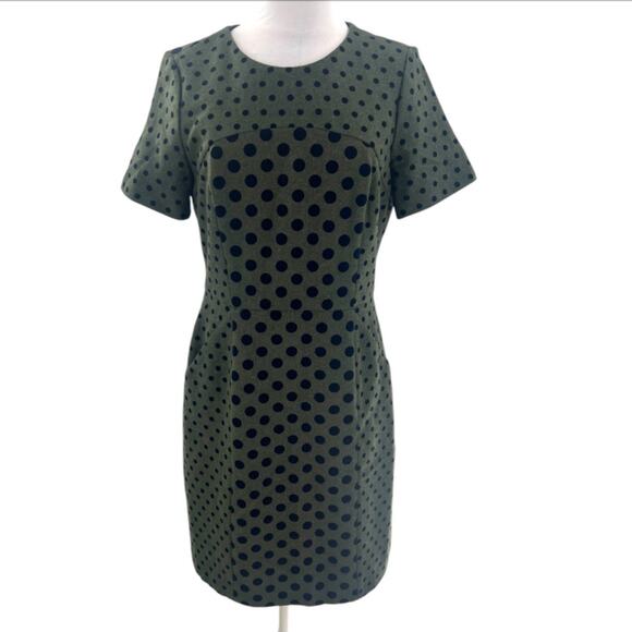 Boden Kathryn Wool Blend Polka Dot Dress green sz 8 long - Picture 4 of 9